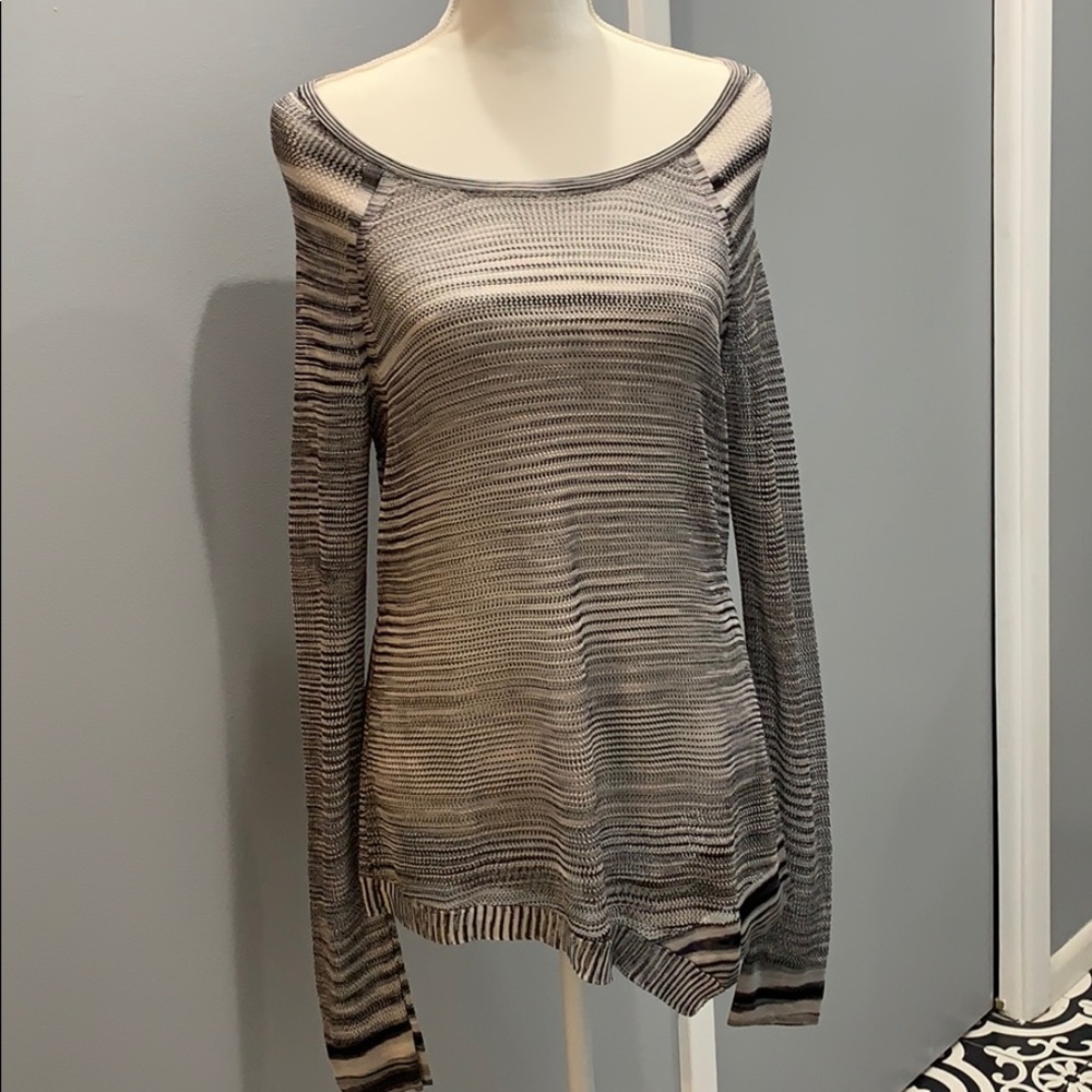 Rock & Republic sheer black and whit top.